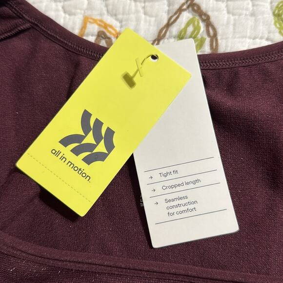 All In Motion size small pullover long sleeve tight fit cropped active top shiny - Picture 7 of 10